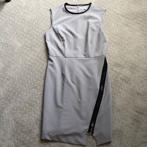 Grey dress with black zipper detail